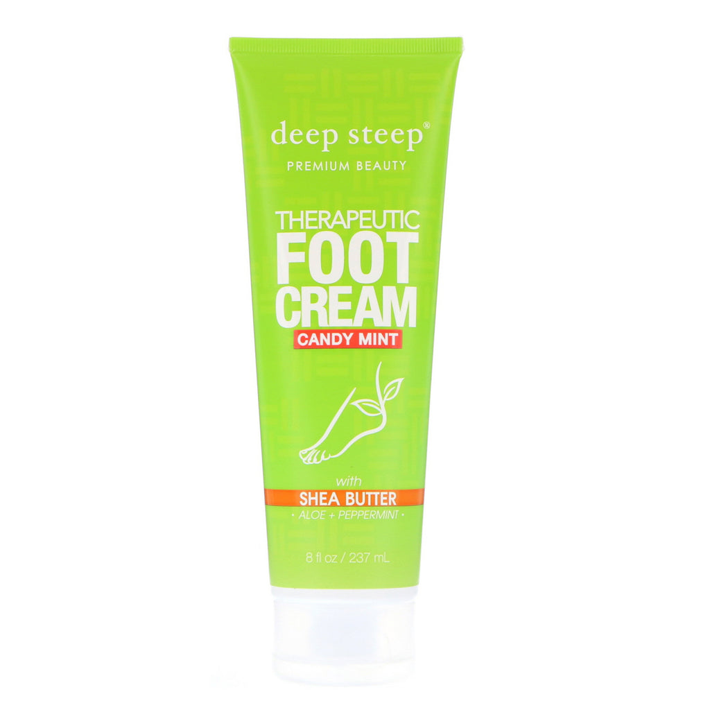 Deep Steep, crema terapeutica per i piedi, menta caramellata, 8 fl oz (237 ml)