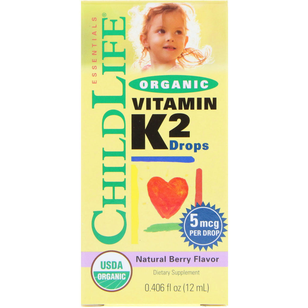 ChildLife, , Krople witaminy K2, Naturalny aromat jagodowy, 12 ml
