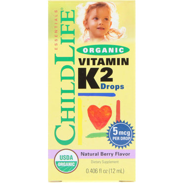 ChildLife, , Vitamin K2 Drops, Natural Berry Flavor, 0.406 fl oz (12 ml)
