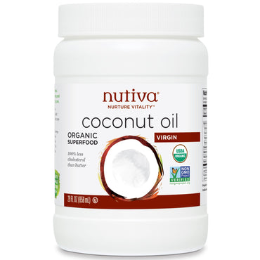 Nutiva, 코코넛 오일, 버진, 858ml(29fl oz)