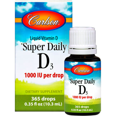 Carlson Labs, Super Daily D3, 1,000 IU, 0.35 fl oz (10.3 מ"ל)