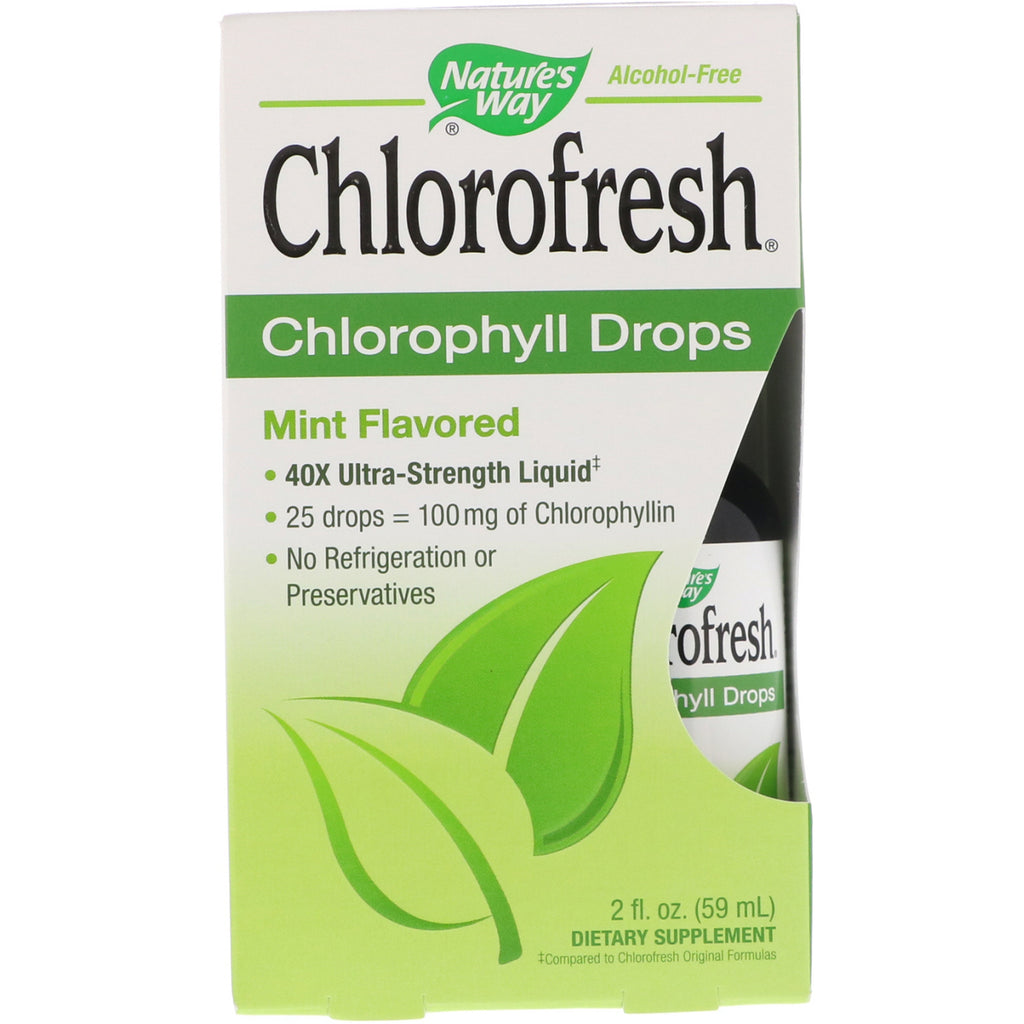 Nature's Way, Chlorofresh, Gouttes de chlorophylle, aromatisées à la menthe, 2 fl oz (59 ml)