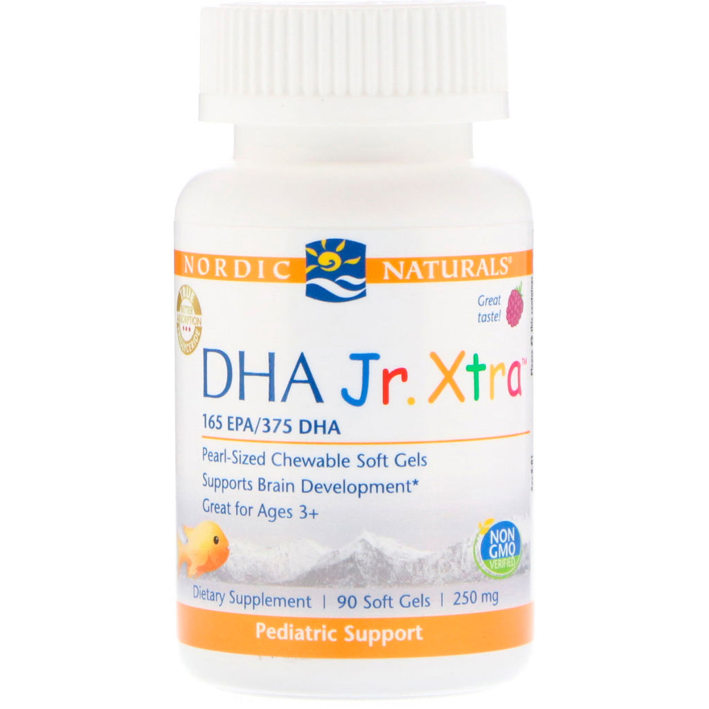 Nordic Naturals, DHA Jr. Xtra, drue, 250 mg, 90 myke geler