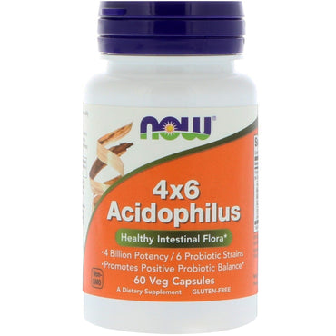 Now Foods, 4x6 Acidophilus, 60 Veg Capsules