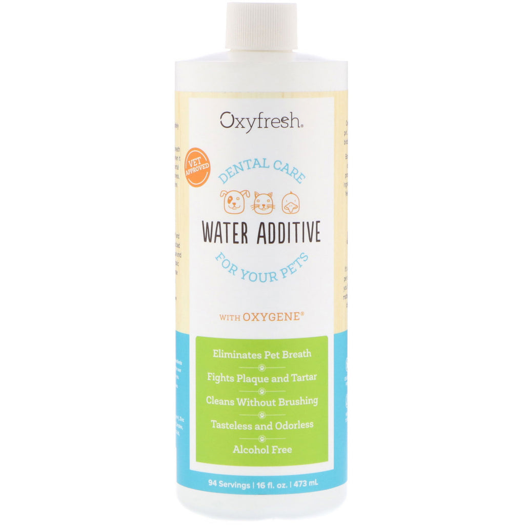 Oxyfresh, Pet Dental Water Additiv, frisk ånde til dine kæledyr, 16 fl oz (473 ml)