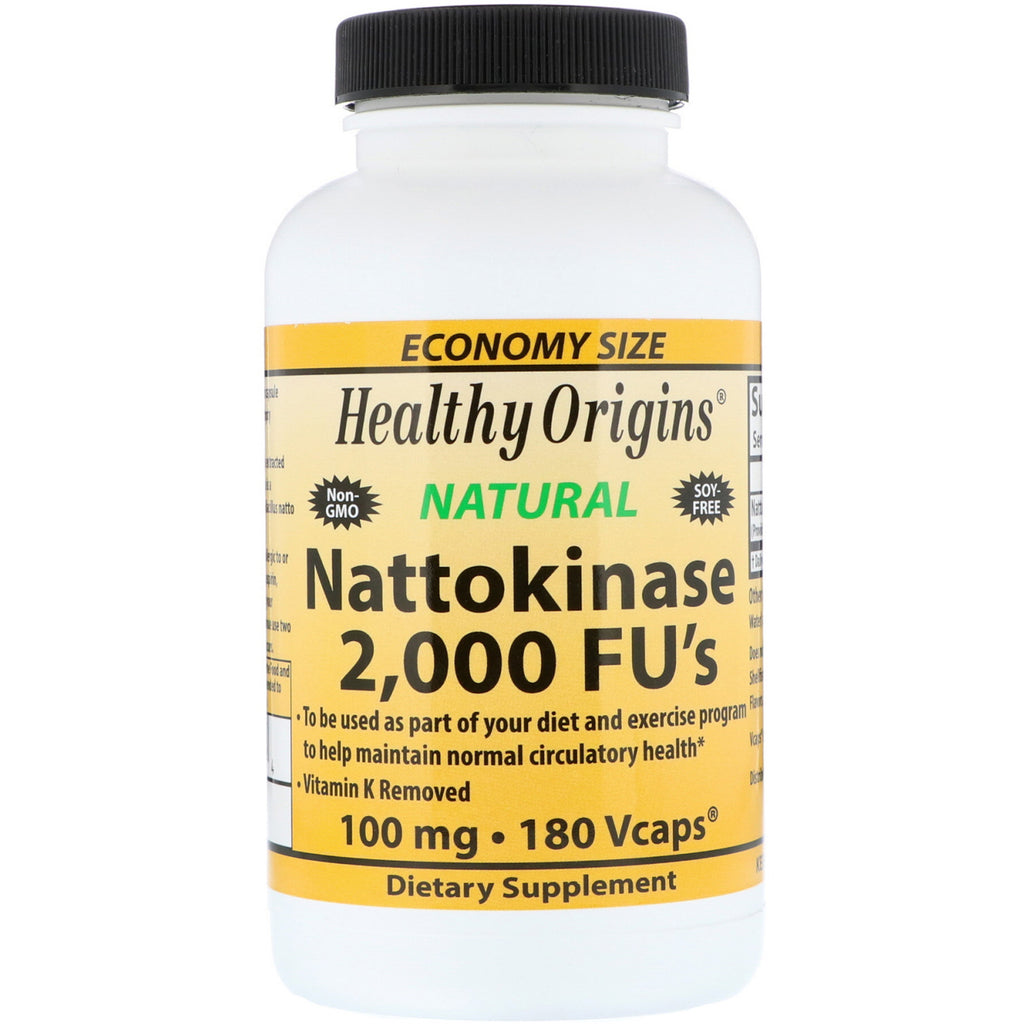 Healthy Origins, ナットウキナーゼ 2,000 FU、100 mg、180 Vcaps