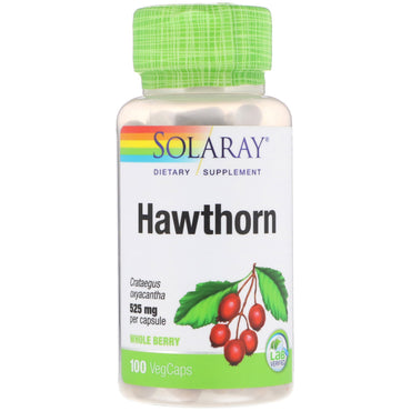 Solaray, hagtorn, 525 mg, 100 VegCaps