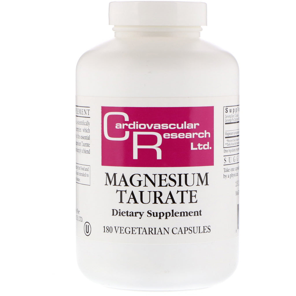 Cardiovascular Research Ltd., Magnesium Taurate, 180 Vegetarian Capsules