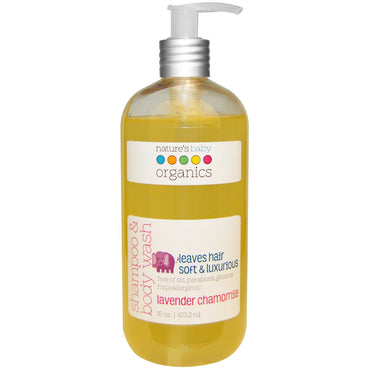 Nature's Baby s, shampoing et nettoyant pour le corps, lavande et camomille, 16 oz (473,2 ml)