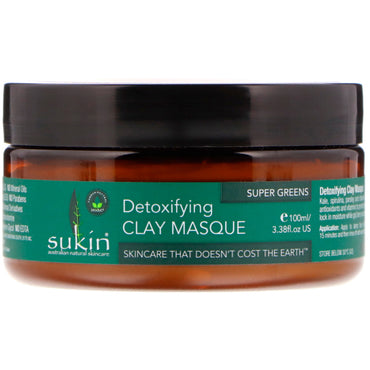 Sukin, Super Greens, Detoxifying Clay Masque, 3,38 fl oz (100 ml)