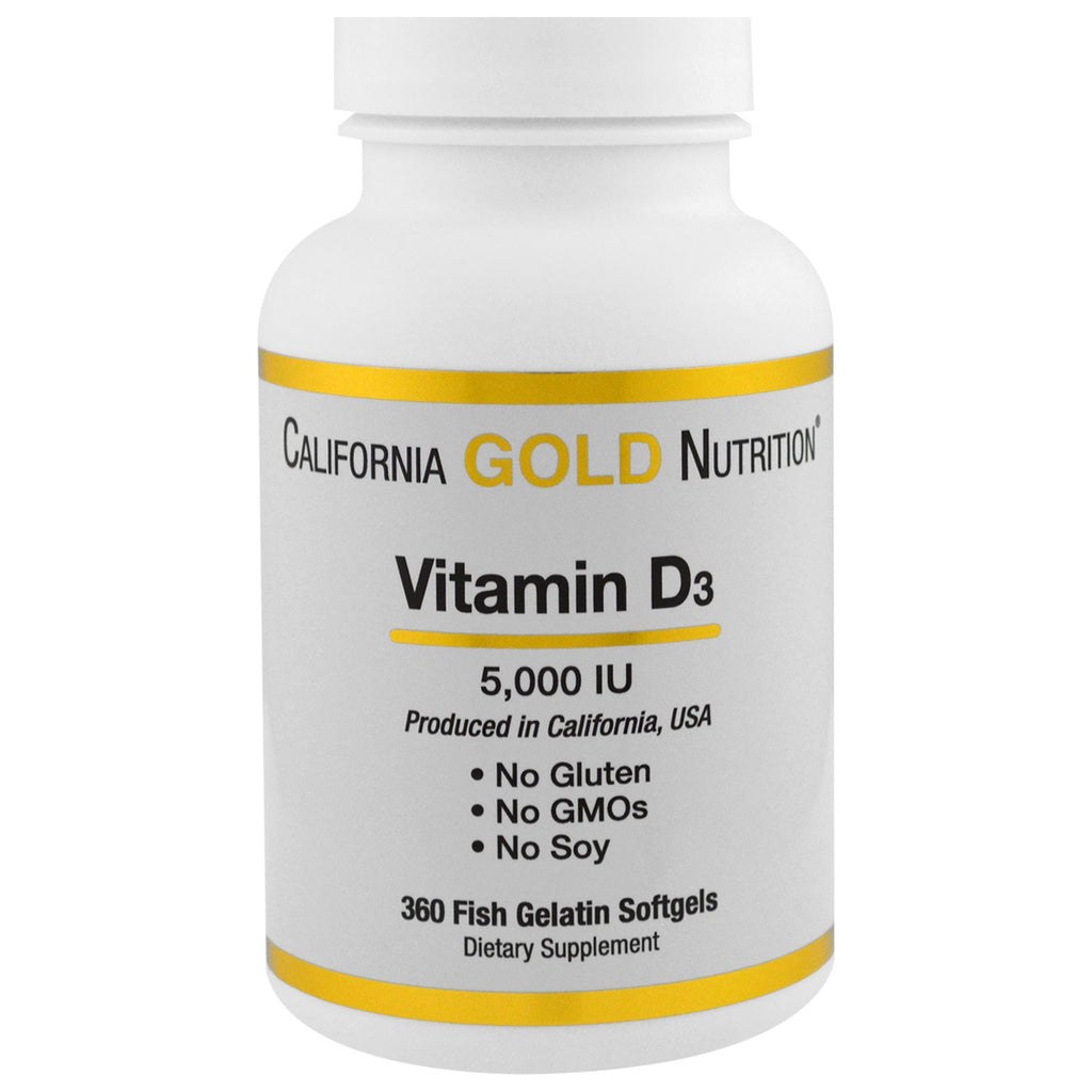 California guld ernæring, vitamin d-3, 5.000 iu, 360 fiskegelatine softgels