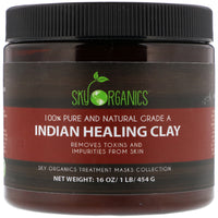 Sky s, Indian Healing Clay, 100% Pure and Natural Grade A, 16 oz (454 g)