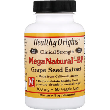 Healthy Origins, MegaNatural-BP 포도씨 추출물, 300 mg, 60 식물성 캡슐
