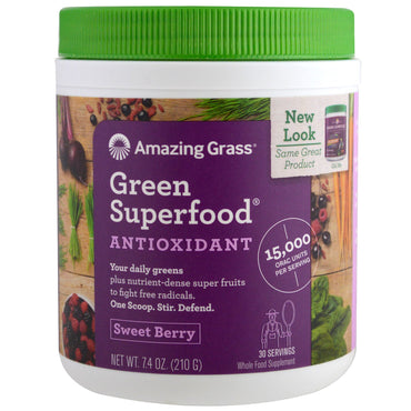 Amazing Grass, superalimento verde, sabor a bayas dulces, 7,4 oz (210 g)