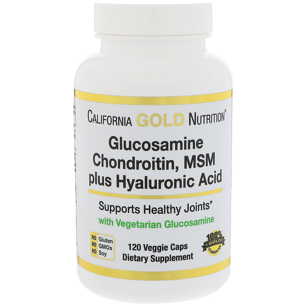 California Gold Nutrition, Glucosamine, Chondroïtine, MSM Plus Acide Hyaluronique, 120 gélules végétariennes