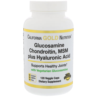 California gold Nutrition, glucosamina, condroitina, msm más ácido hialurónico, 120 cápsulas vegetales