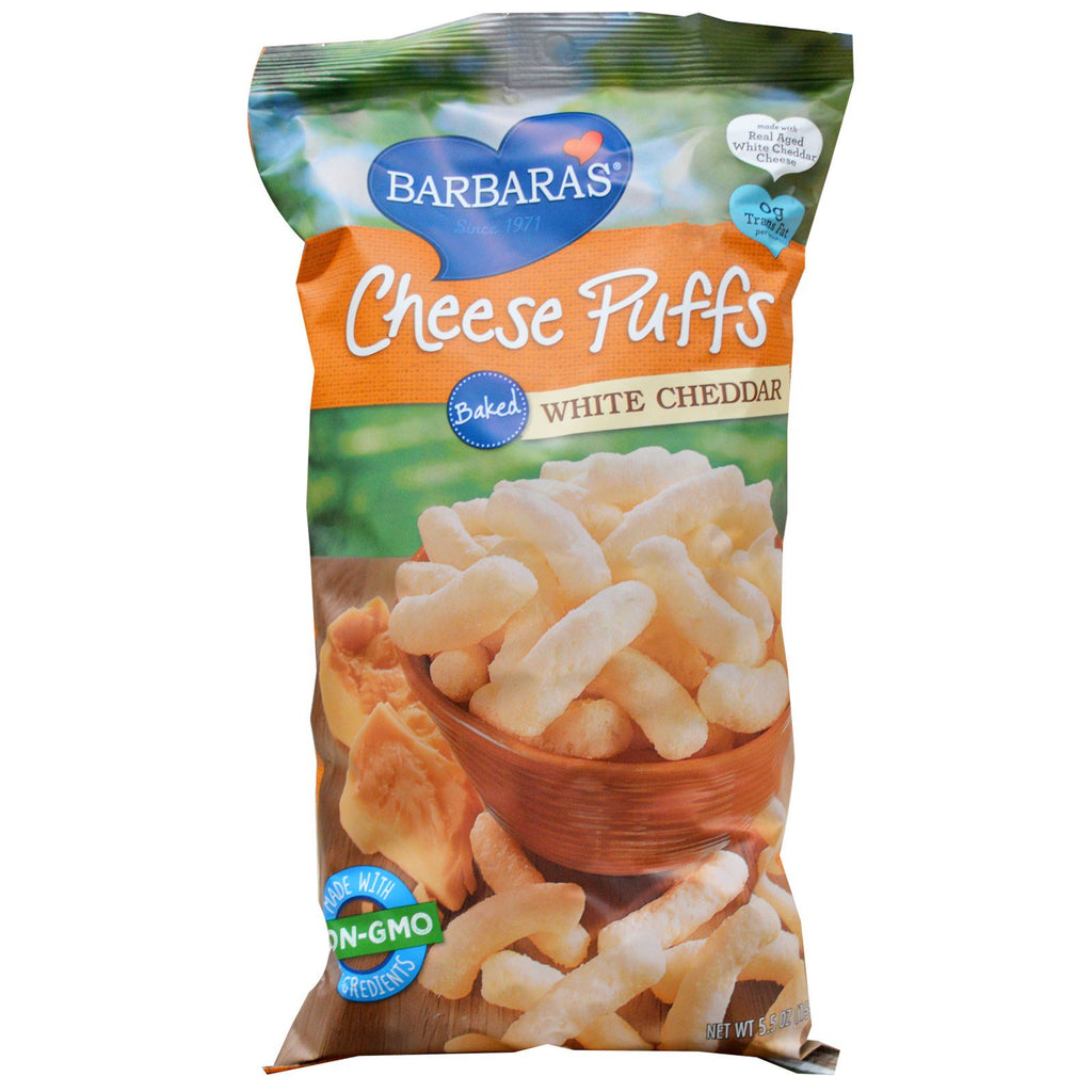 Barbara's Bakery, Baked Cheese Puffs, White Cheddar, 5.5 oz (155 g)