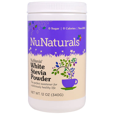 NuNaturals, pulbere de Stevia albă NuStevia, 12 oz (340 g)