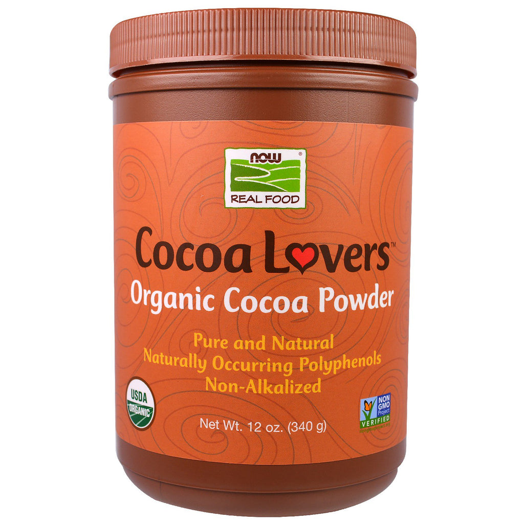 Now Foods, Prawdziwe jedzenie, Miłośnicy kakao, Kakao w proszku, 12 uncji (340 g)