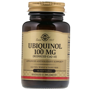 Solgar, Ubiquinol (CoQ10 reduzida), 100 mg, 50 cápsulas gelatinosas
