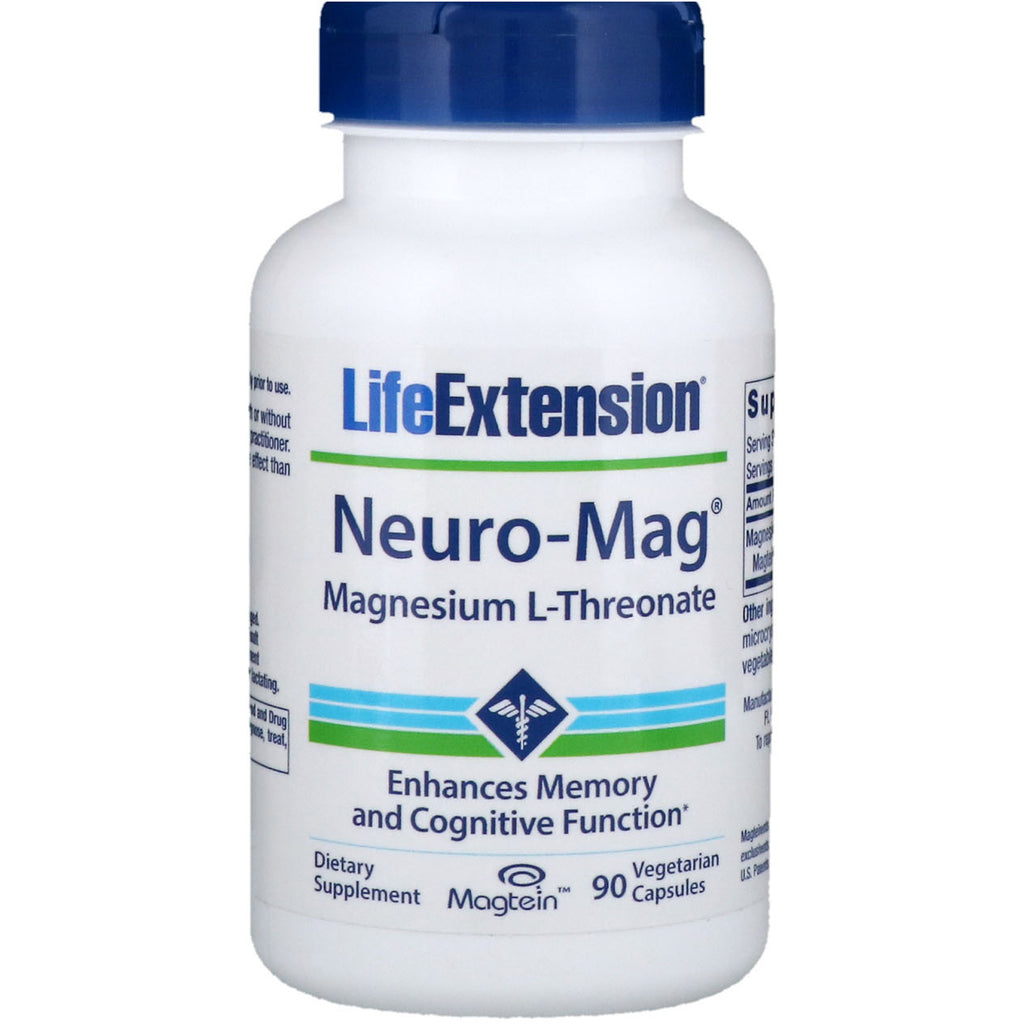 Life Extension、ニューロマグ、L-トレオン酸マグネシウム、ベジタリアン カプセル 90 粒