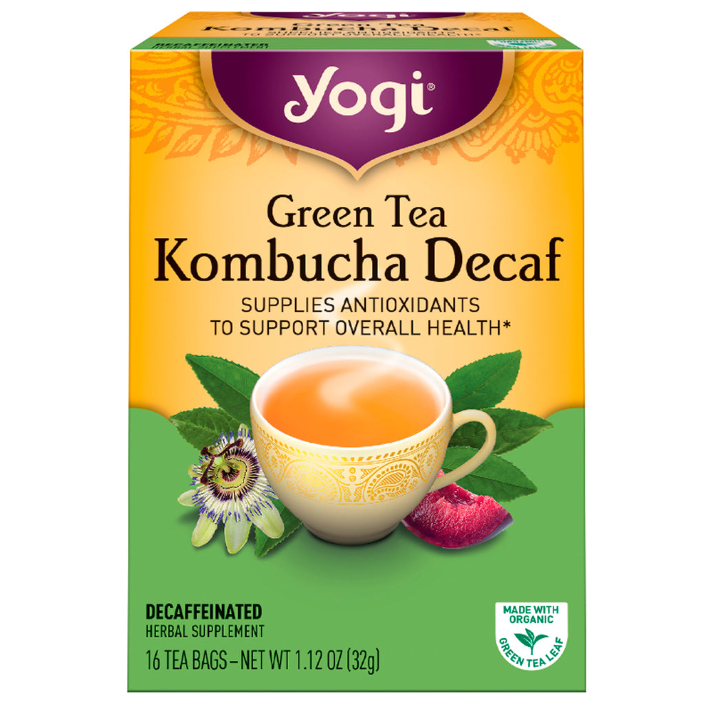 Yogi-thee, groene thee kombucha cafeïnevrij, 16 theezakjes, 1,12 oz (32 g)