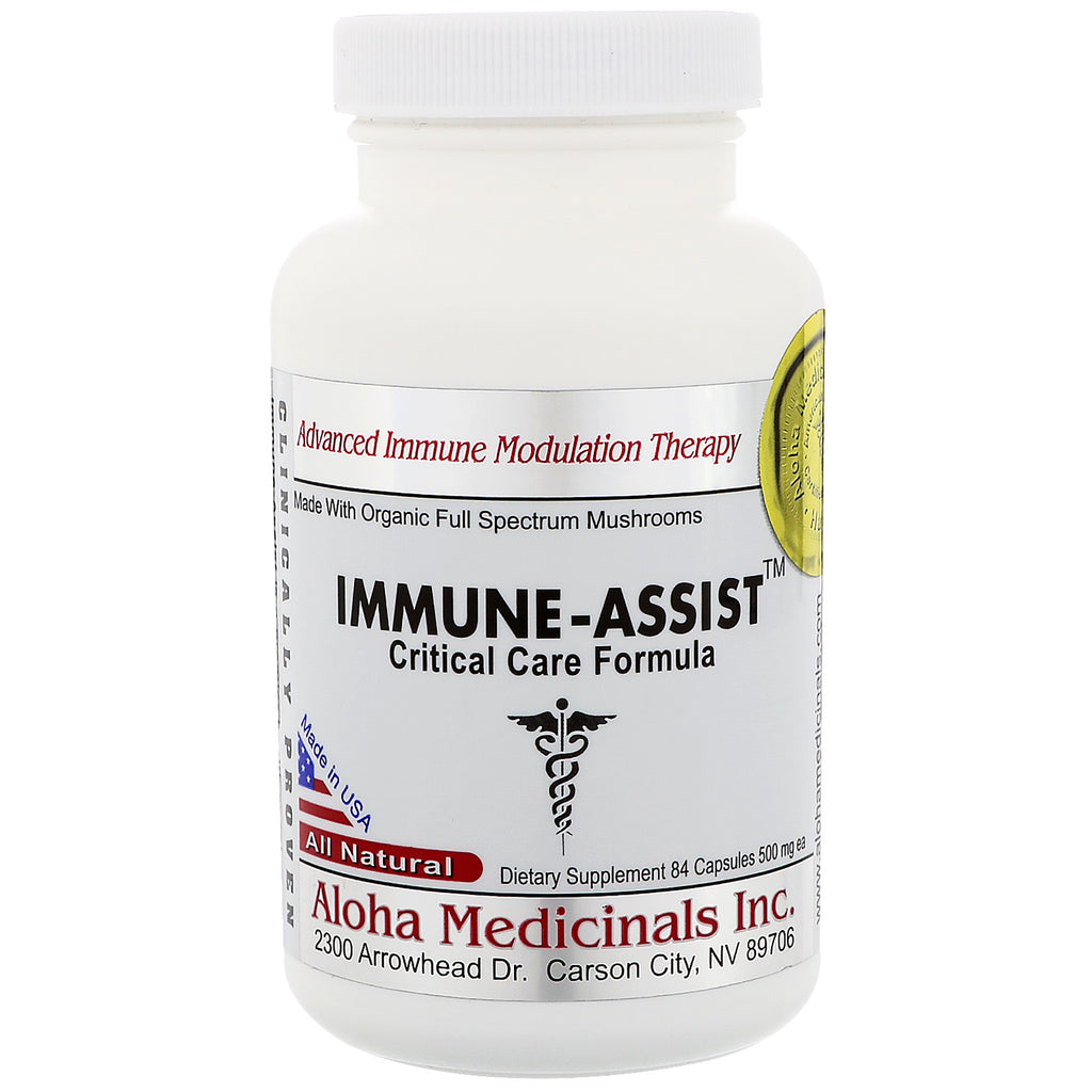 Aloha Medicinals Inc., Immune-Assist, נוסחת טיפול קריטי, 500 מ"ג, 84 כמוסות