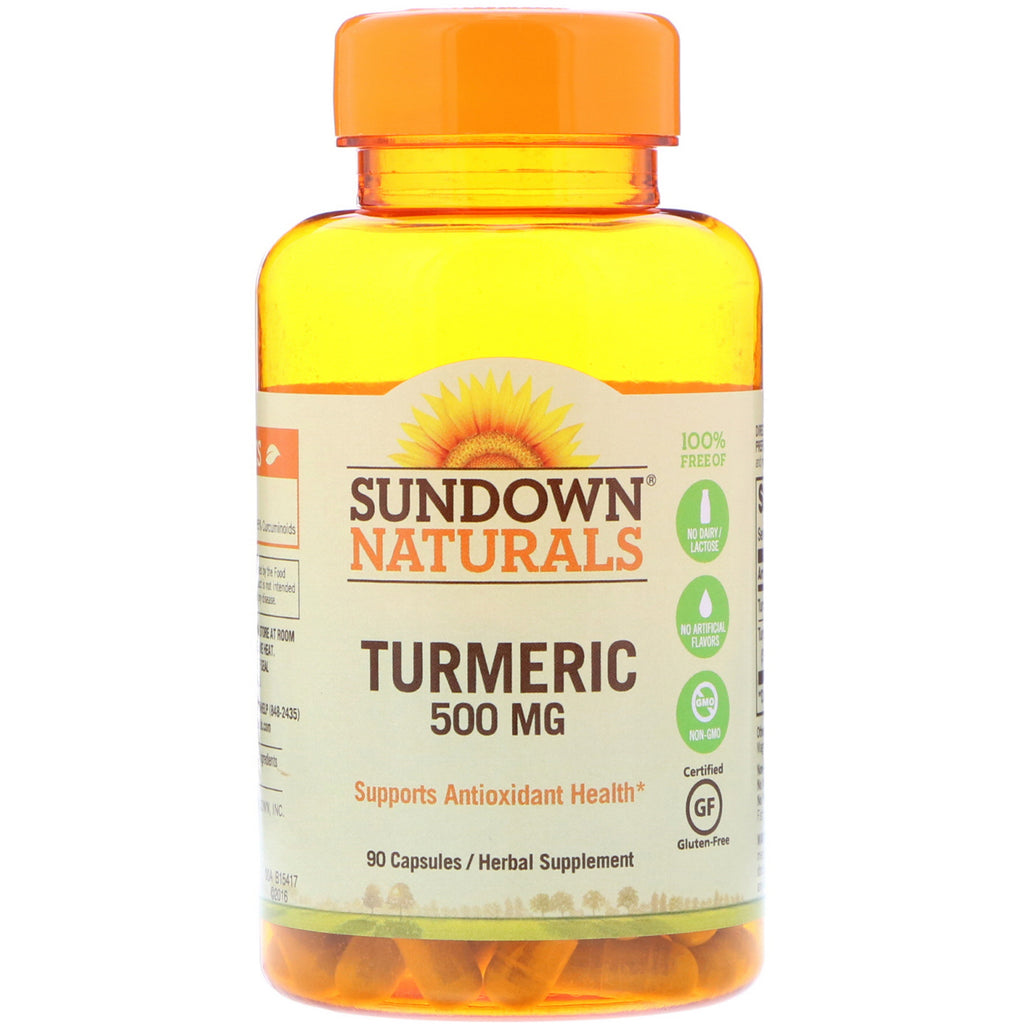 Sundown Naturals, Gurkemeje, 500 mg, 90 kapsler