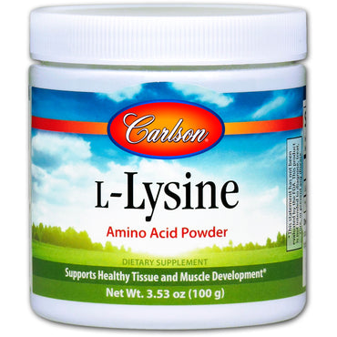 Carlson Labs, L-lisina, polvere di aminoacidi, 3,53 once (100 g)