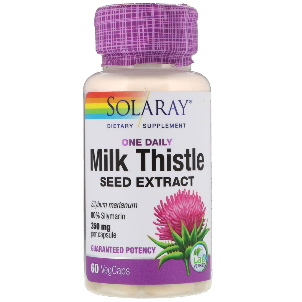 Solaray, extract de semințe de ciulin de lapte, o dată pe zi, 350 mg, 60 capsule vegetale