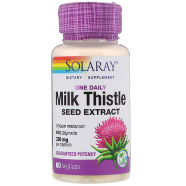 Solaray, extracto de semilla de cardo mariano, una vez al día, 350 mg, 60 cápsulas vegetales