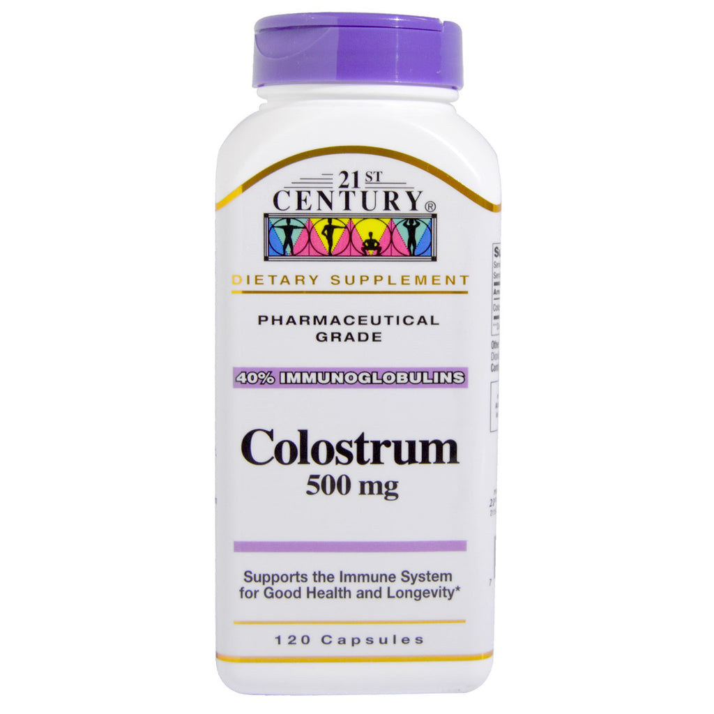 21st Century, Colostrum, 500 mg, 120 kapsler