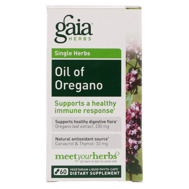 Gaia Herbs, huile d'origan, 60 phyto-capsules liquides végétariennes