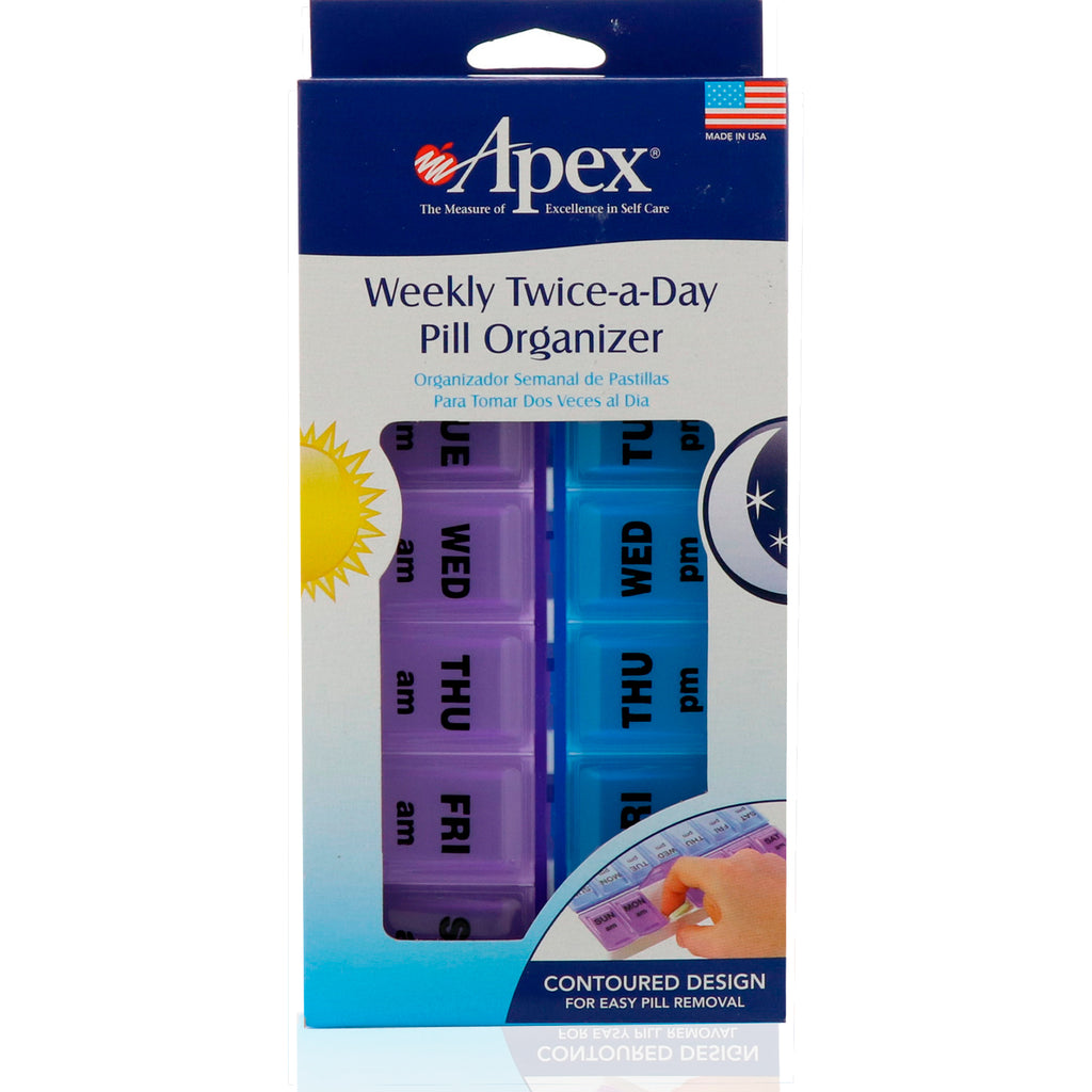 Apex, organizador de comprimidos semanalmente, duas vezes ao dia, organizador de 1 comprimido