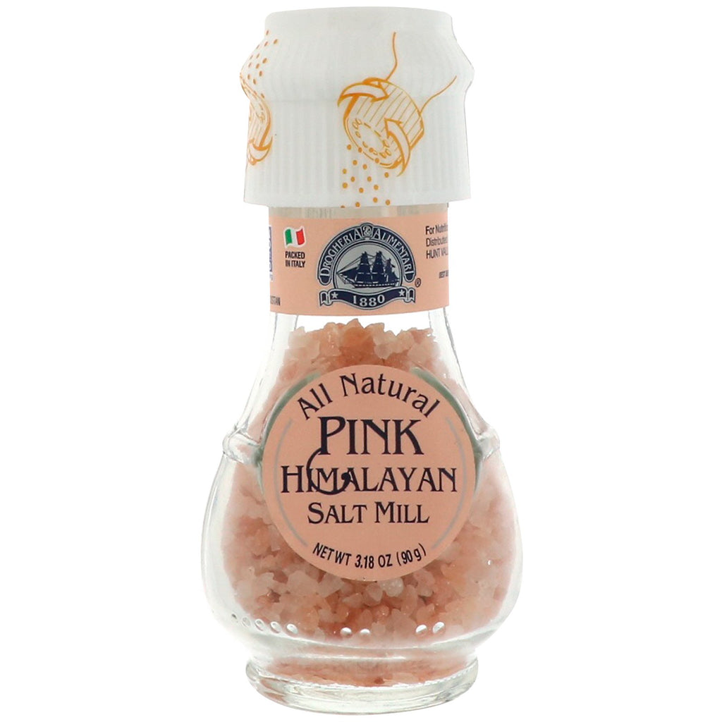Drogheria &amp; Alimentari, Molinillo de sal rosa del Himalaya totalmente natural, 3,18 oz (90 g)