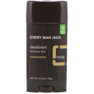 Every Man Jack, Deodorant, Sandeltræ, 3,0 oz (85 g)