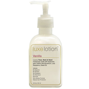 LuxeBeauty, Lotion Luxe, Hydratant de luxe pour le visage, le cou et les mains, Vanille, 8,5 fl oz (251 ml)