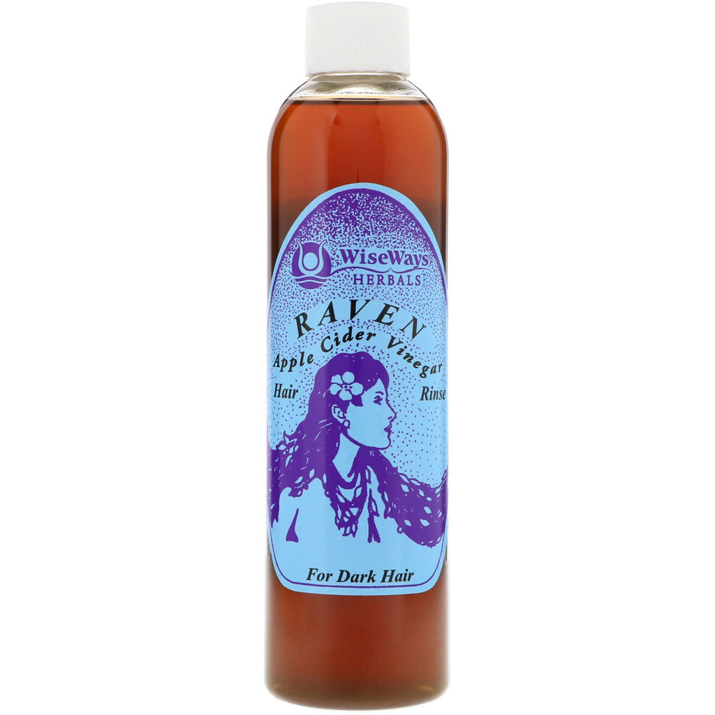 WiseWays Herbals, LLC, רייבן, שטיפת שיער חומץ תפוחים, לשיער כהה, 8 אונקיות (236 מ"ל)