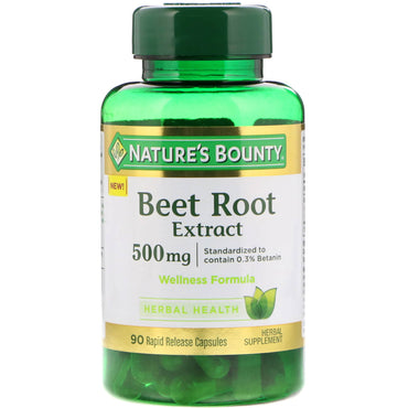Nature's Bounty, extracto de raíz de remolacha, 500 mg, 90 cápsulas de liberación rápida