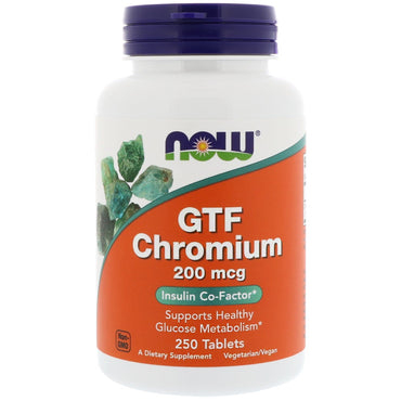 Now Foods, GTF Chromium, 200 µg, 250 Tabletten
