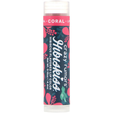 Crazy Rumours, HibisKiss, Hibiscus Flavored Lip Color, Coral, 0,15 oz (4,4 ml)