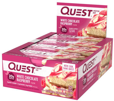 Quest Nutrition Baton proteic QuestBar Ciocolată albă Zmeură 12 Batoane 2,1 oz (60 g) fiecare