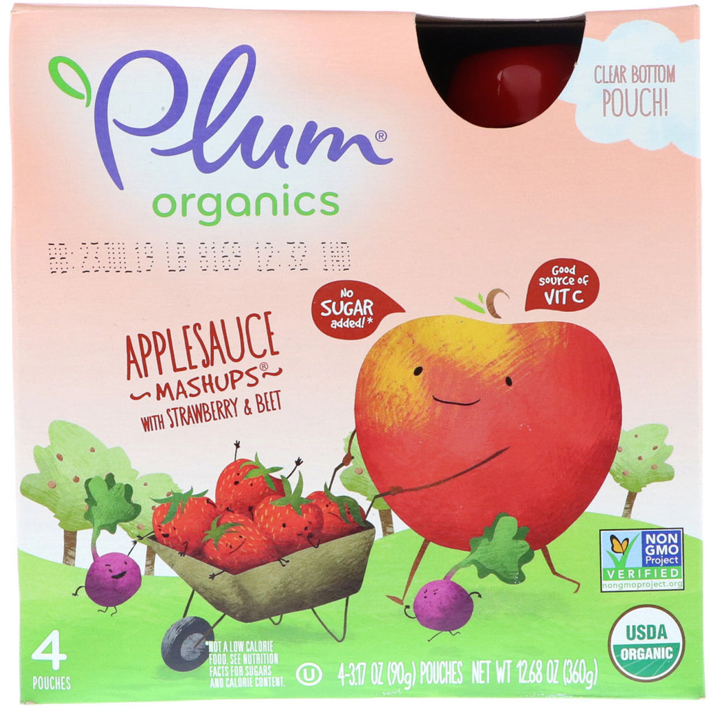 Plum s s Applesauce Mashups with Strawberry & Beet 4 Pouches 3.17 oz (90 g) Each