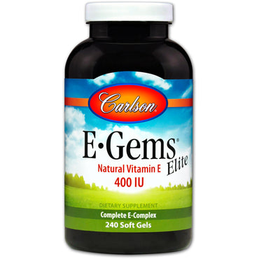 Carlson Labs, e-gems elite, vitamina E natural, 400 UI, 240 cápsulas moles