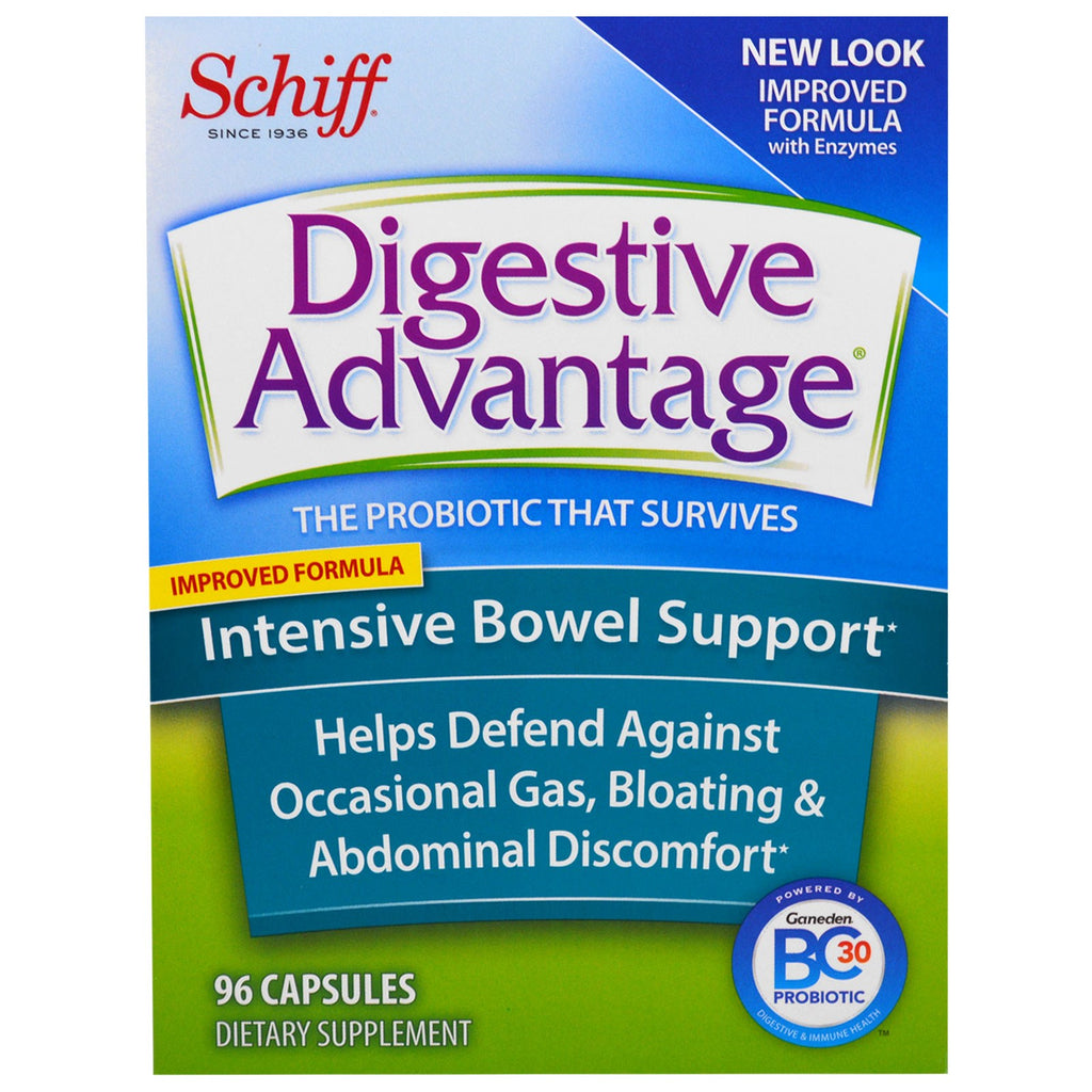 Schiff, Digestive Advantage, apoyo intestinal intensivo, 96 cápsulas