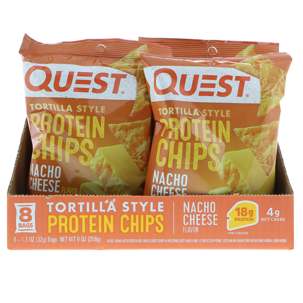 Quest Nutrition, chipsy proteinowe, o smaku sera nacho, 8 torebek, 1,1 uncji (32 g) każda