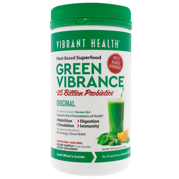 Vibrant Health, Green Vibrance +25 mil millones de probióticos, versión 16.0, 12,5 oz (354,9 g)