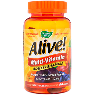 Nature's Way, Alive!, Multi-Vitamin, Adult Gummies, Fruit Flavors, 90 Gummies