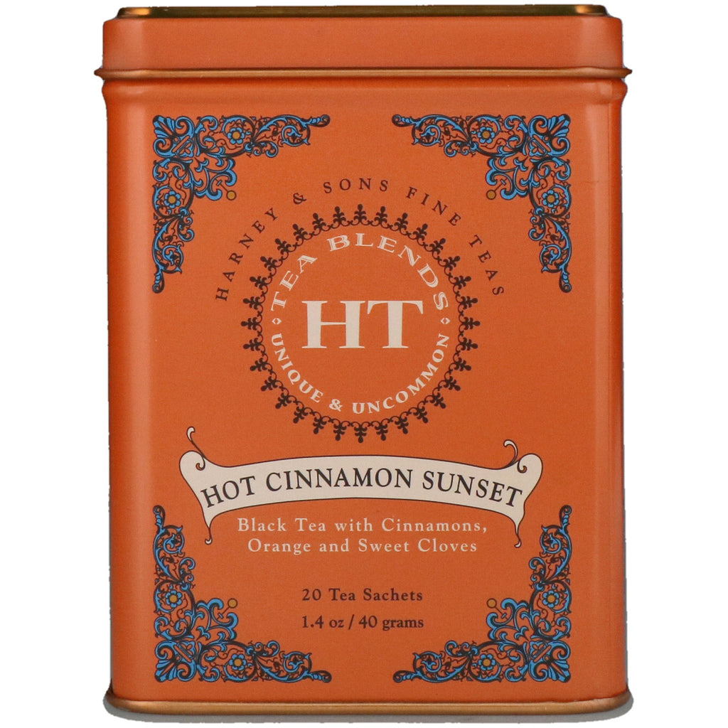 Harney & Sons, Hot Cinnamon Sunset, 20 teposer, 1,4 oz (40 g)