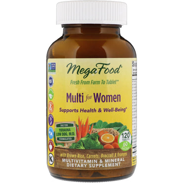 MegaFood, متعدد الفيتامينات للنساء، 120 قرصًا
